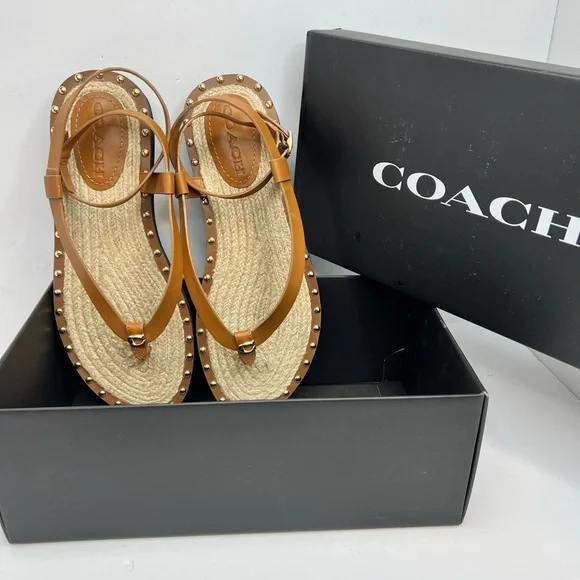 COACH SANDALS, “GRACEY LEATHER “PENNY” COLOR, WOMENS SIZE 7.5-B, EUR 38-B - Picture 14 of 16